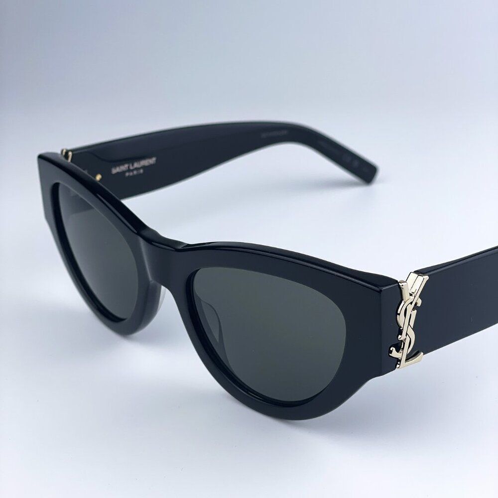 NEW Saint Laurent SLM94 001 Black Grey Cat Eye Women Sunglasses - Picture 6 of 17